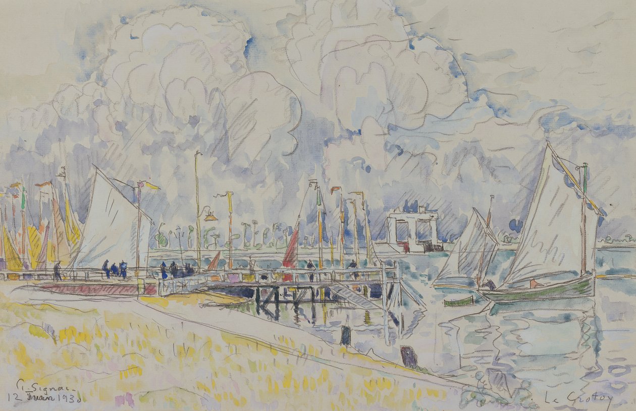 Le Crotoy, 1930 (wc med blyant på papir) af Paul Signac