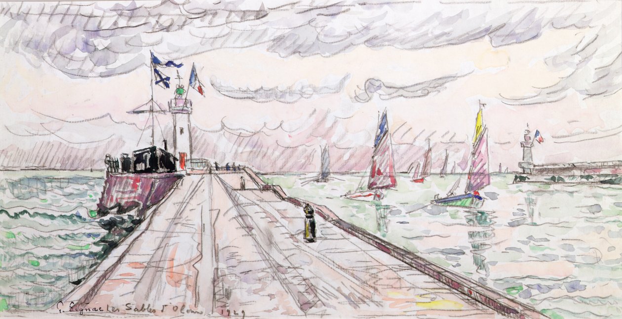 Les Sables dOlonne, 1929 (wc & blyant på papir) af Paul Signac
