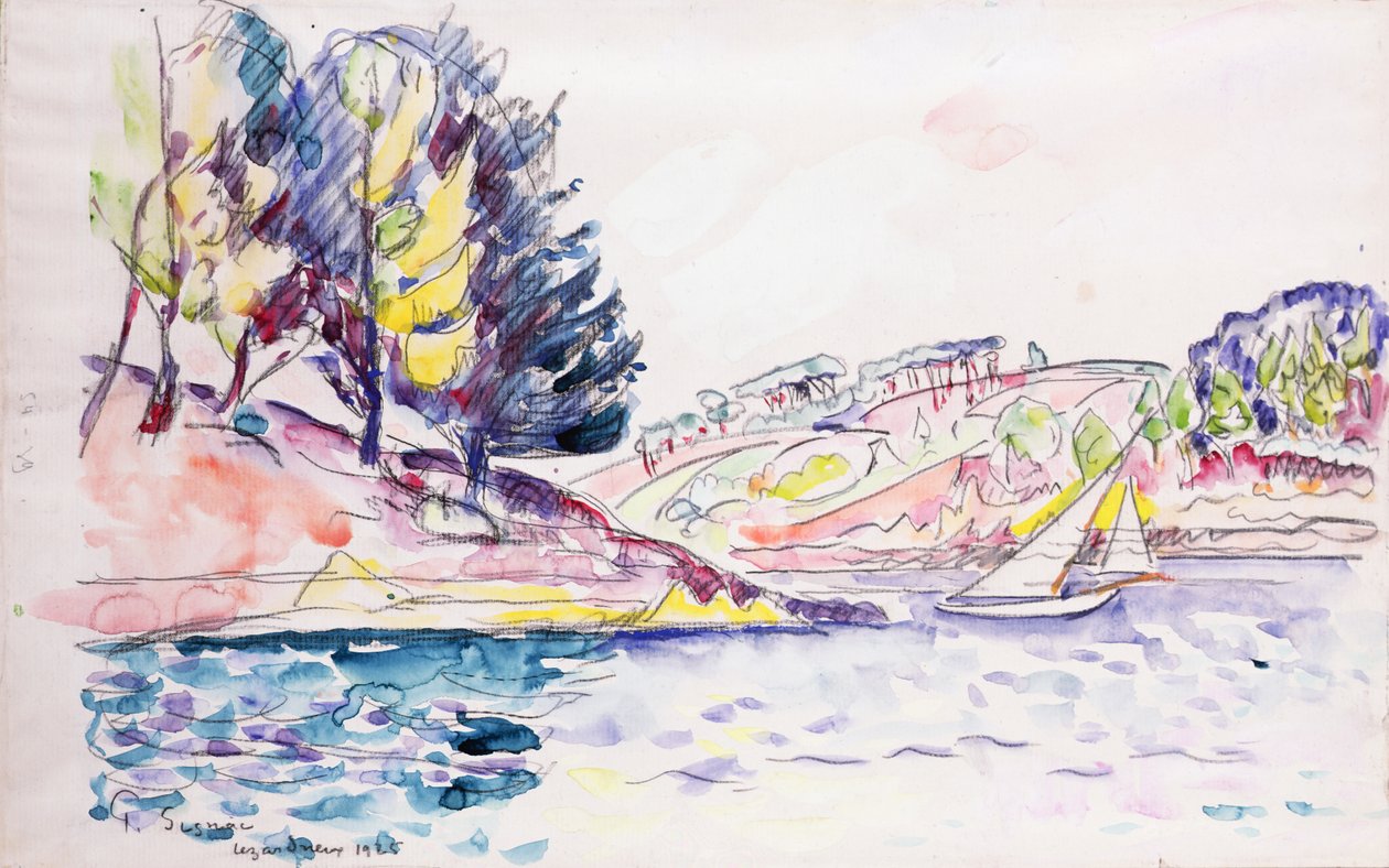 Lezardrieux, 1925 (wc på papir) af Paul Signac