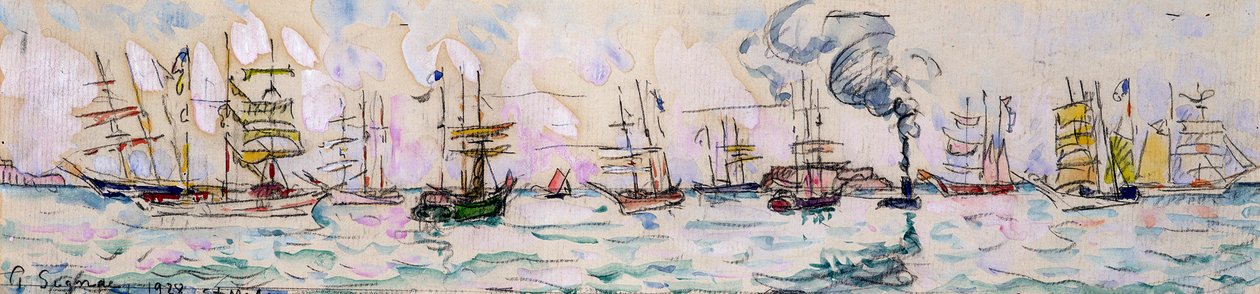 Fisketrawlernes afgang til Newfoundland, 1928 af Paul Signac