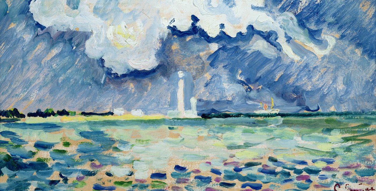 Fyrtårnet ved Gatteville (olie på kort) af Paul Signac