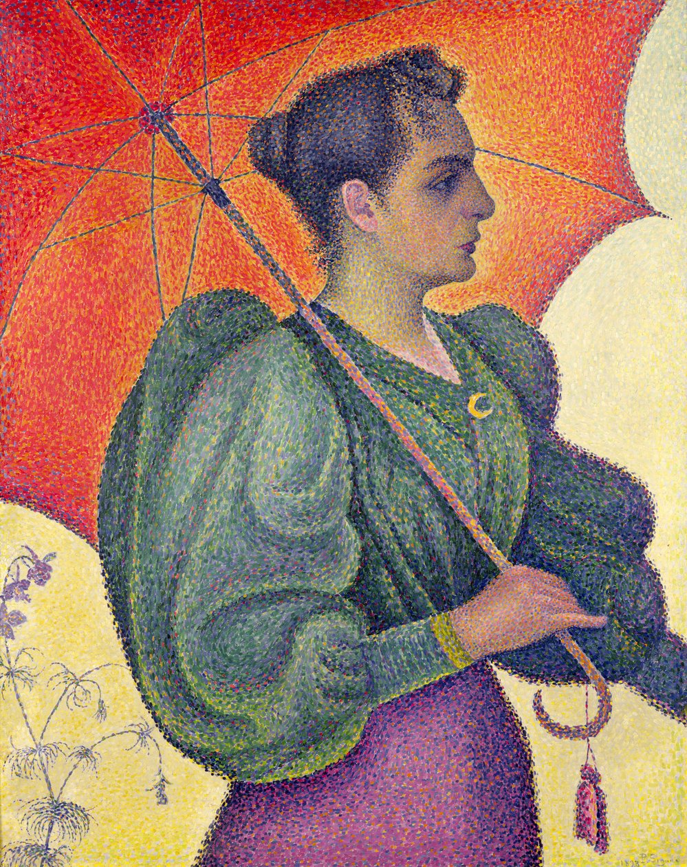 Kvinde med parasol, 1893 af Paul Signac