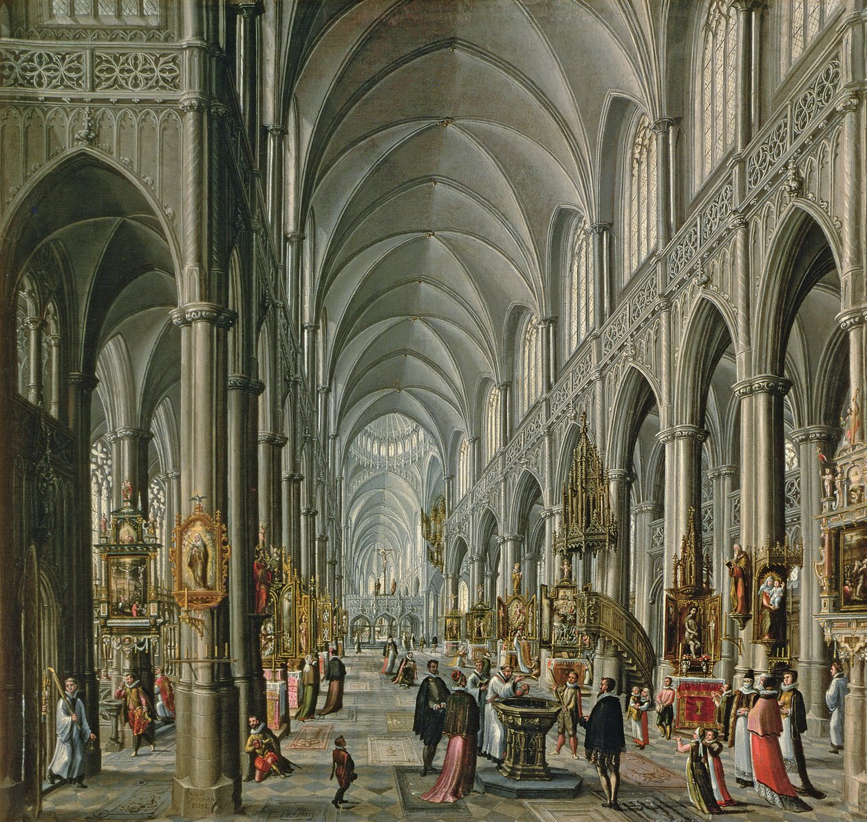 Interiør af en gotisk kirke, 1596-97 af Paul Vredeman de Vries