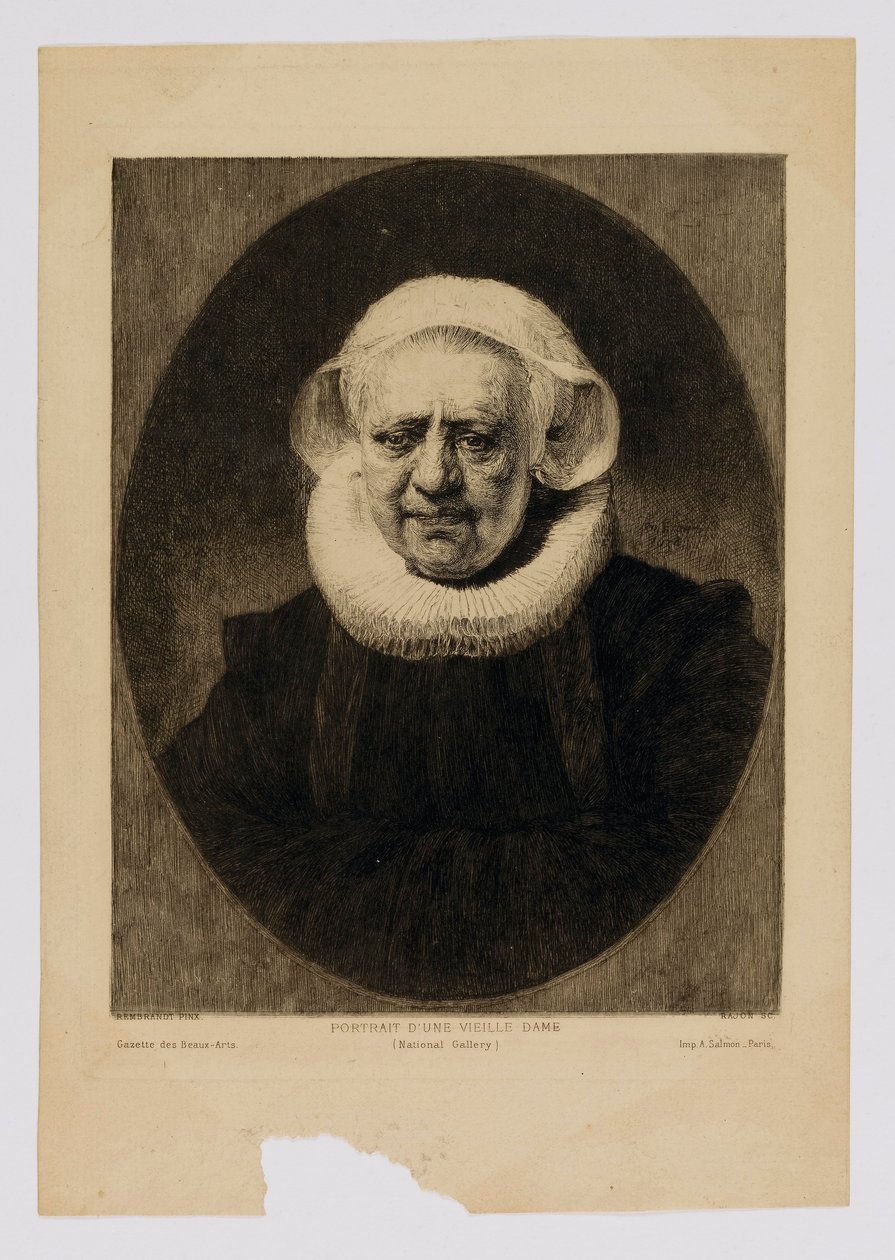 Portræt af en gammel dame af Paul Adolphe Rajon