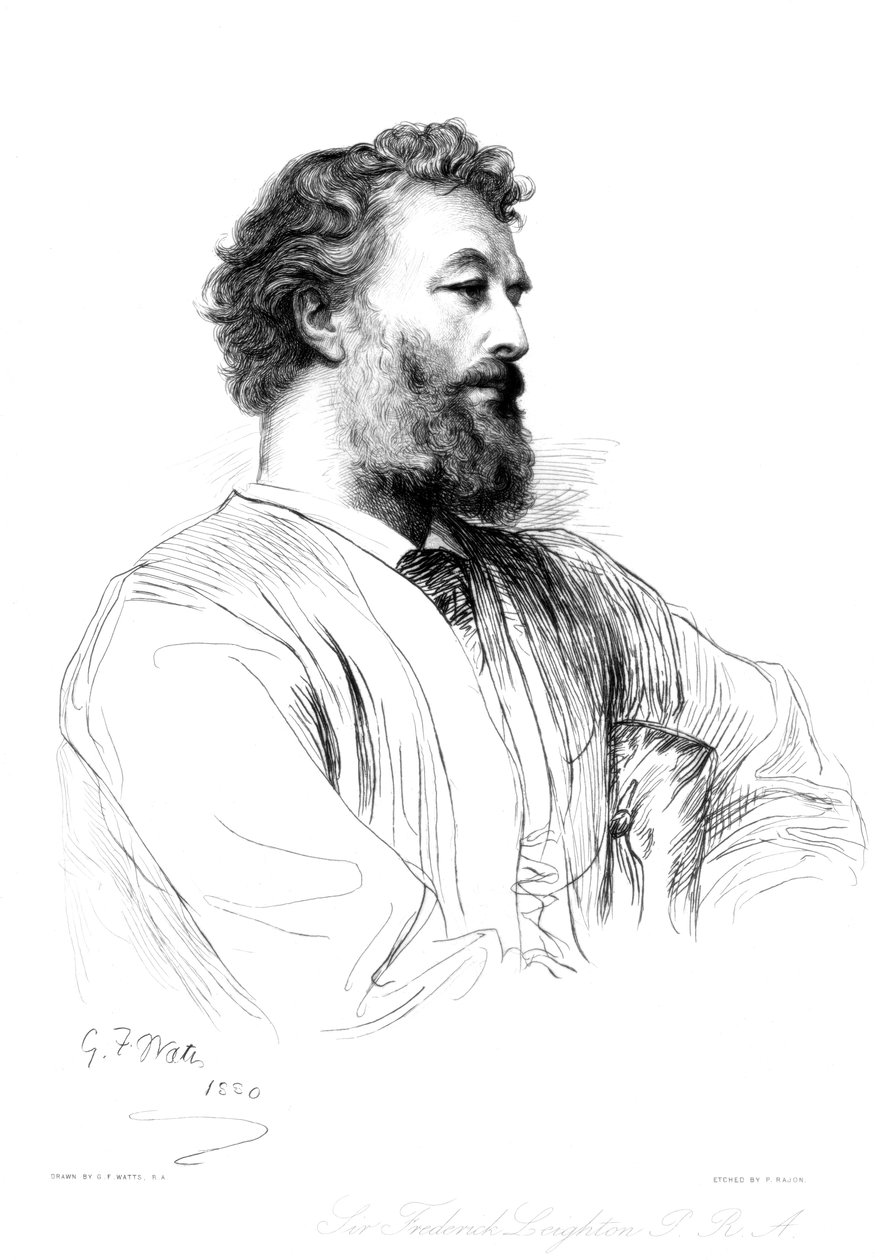 Sir Frederic Leighton, britisk kunstner, c1880-1882.. af Paul Adolphe Rajon