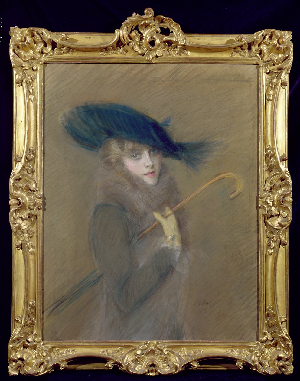 Elegant Lady (pastel på papir) af Paul Cesar Helleu