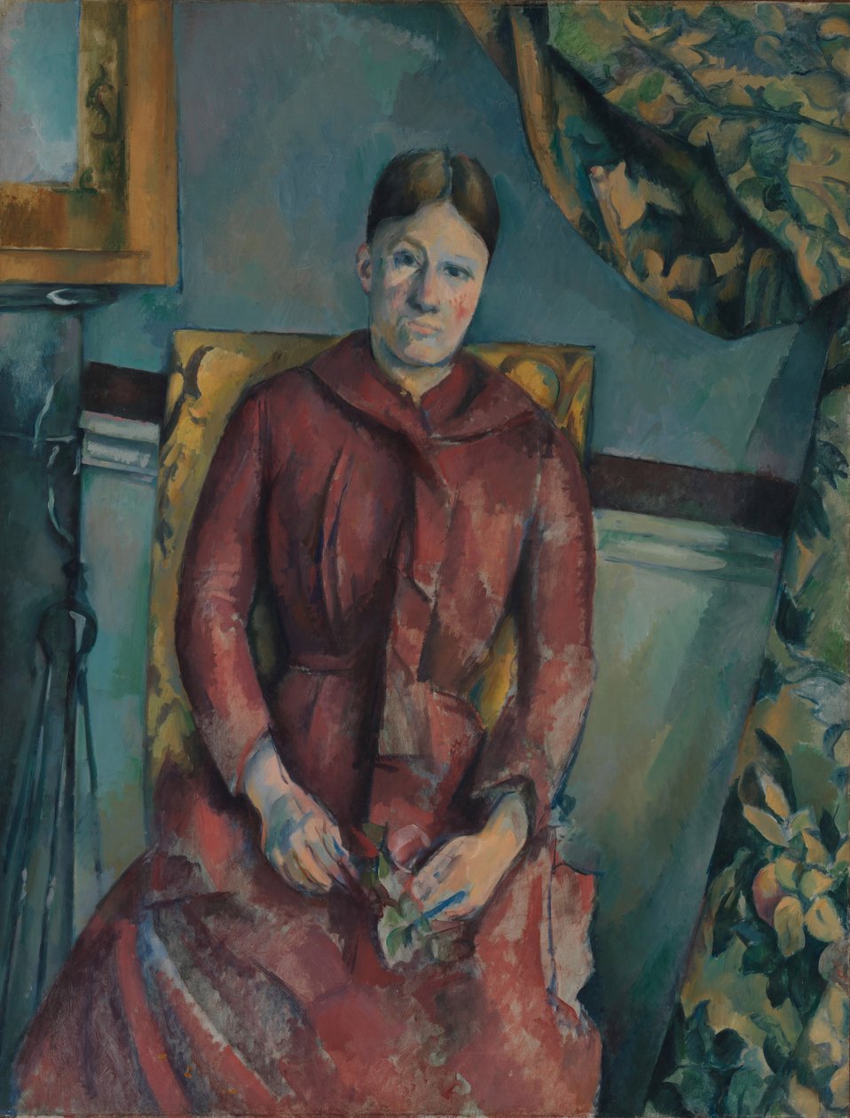 Madame Cézanne i en rød kjole af Paul Cézanne