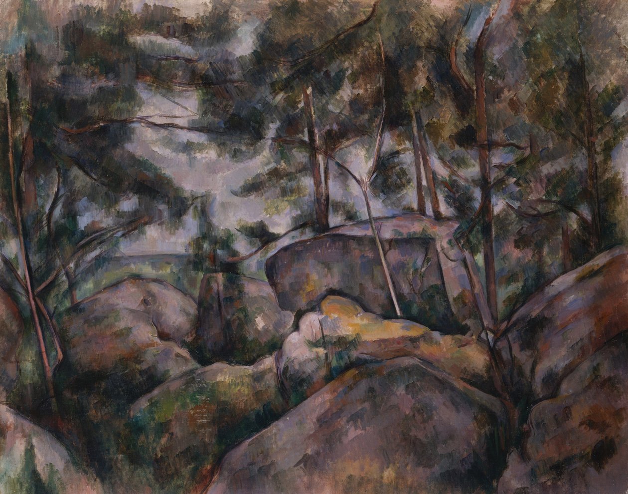 Klipper i skoven af Paul Cézanne