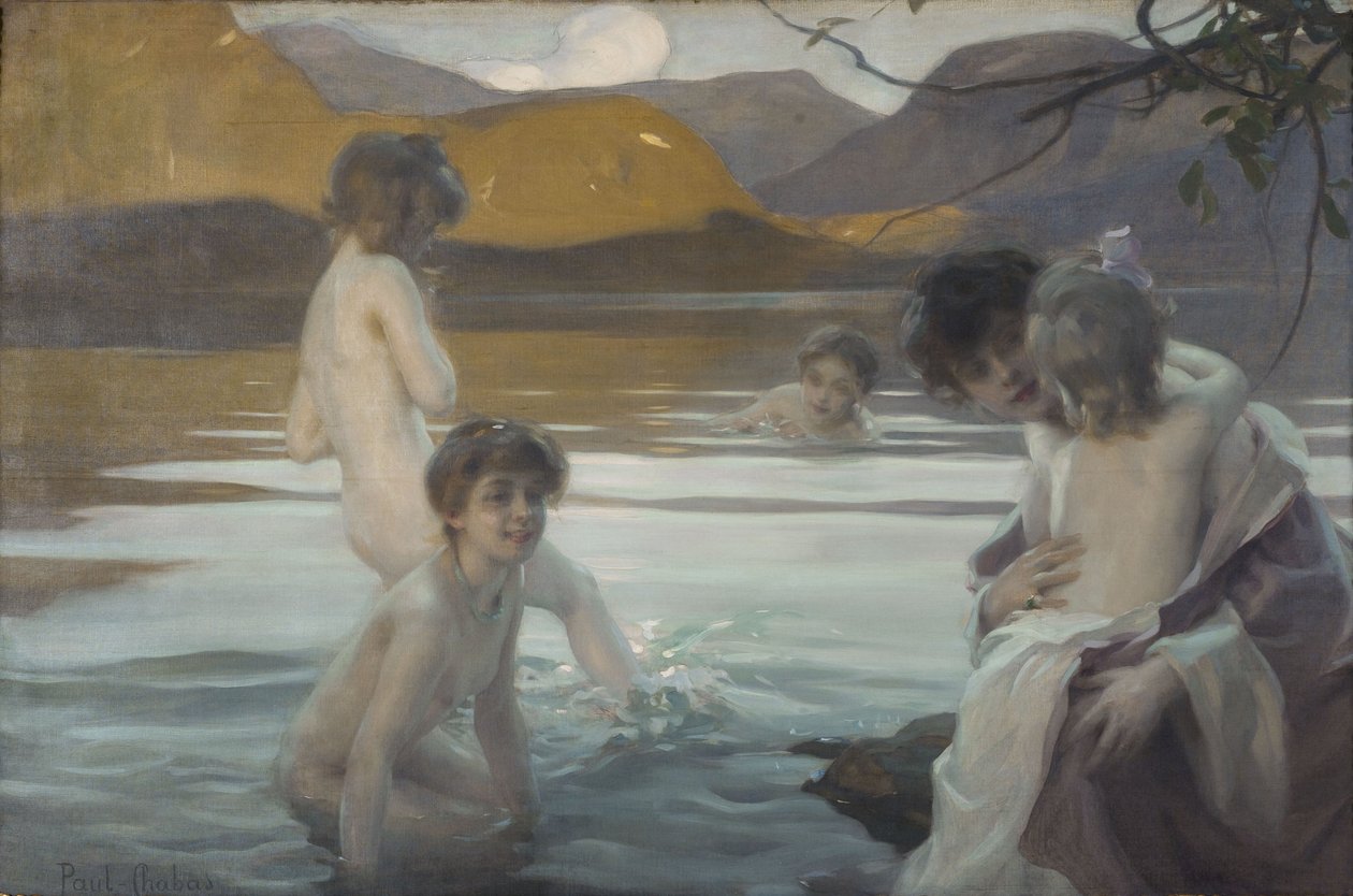 First Bath, ca. 1907 (olie på lærred) af Paul Chabas