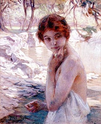 Girl by a Stream (olie på lærred) af Paul Chabas