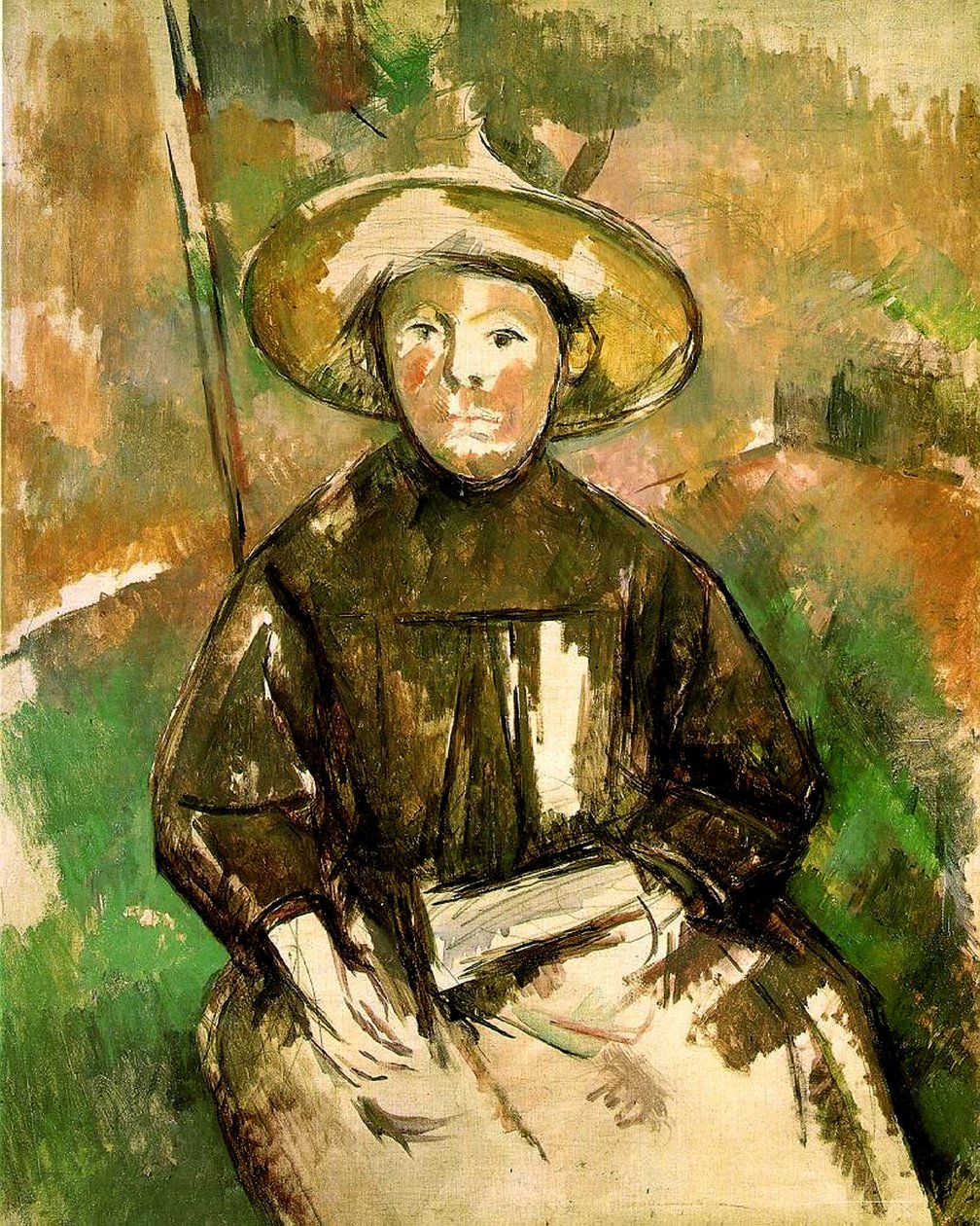 Pige med stråhat, 1896 af Paul Cézanne