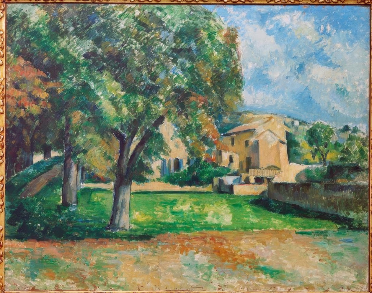 Kastanjetræer og gård i Jas de Bouffan af Paul Cézanne