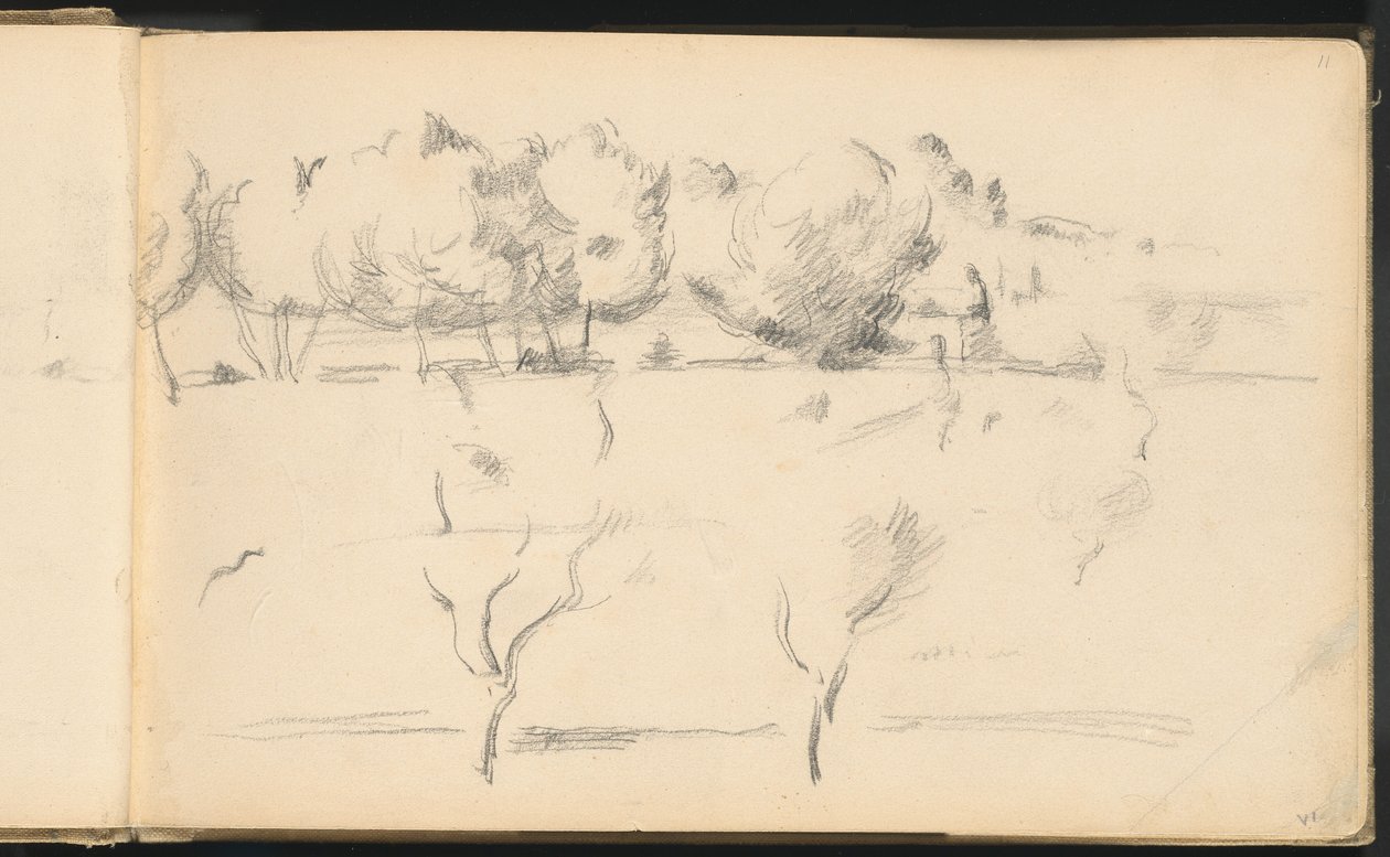 Landskab med træer af Paul Cézanne