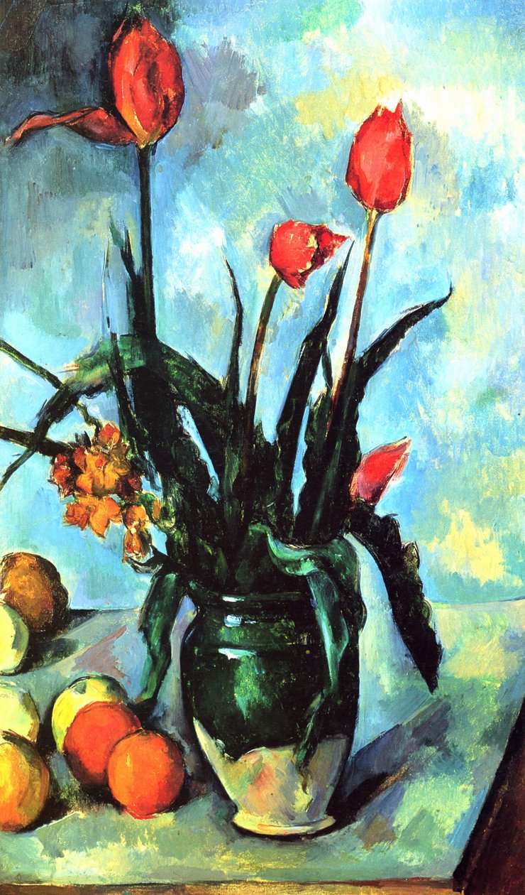 Vase med tulipaner af Paul Cézanne