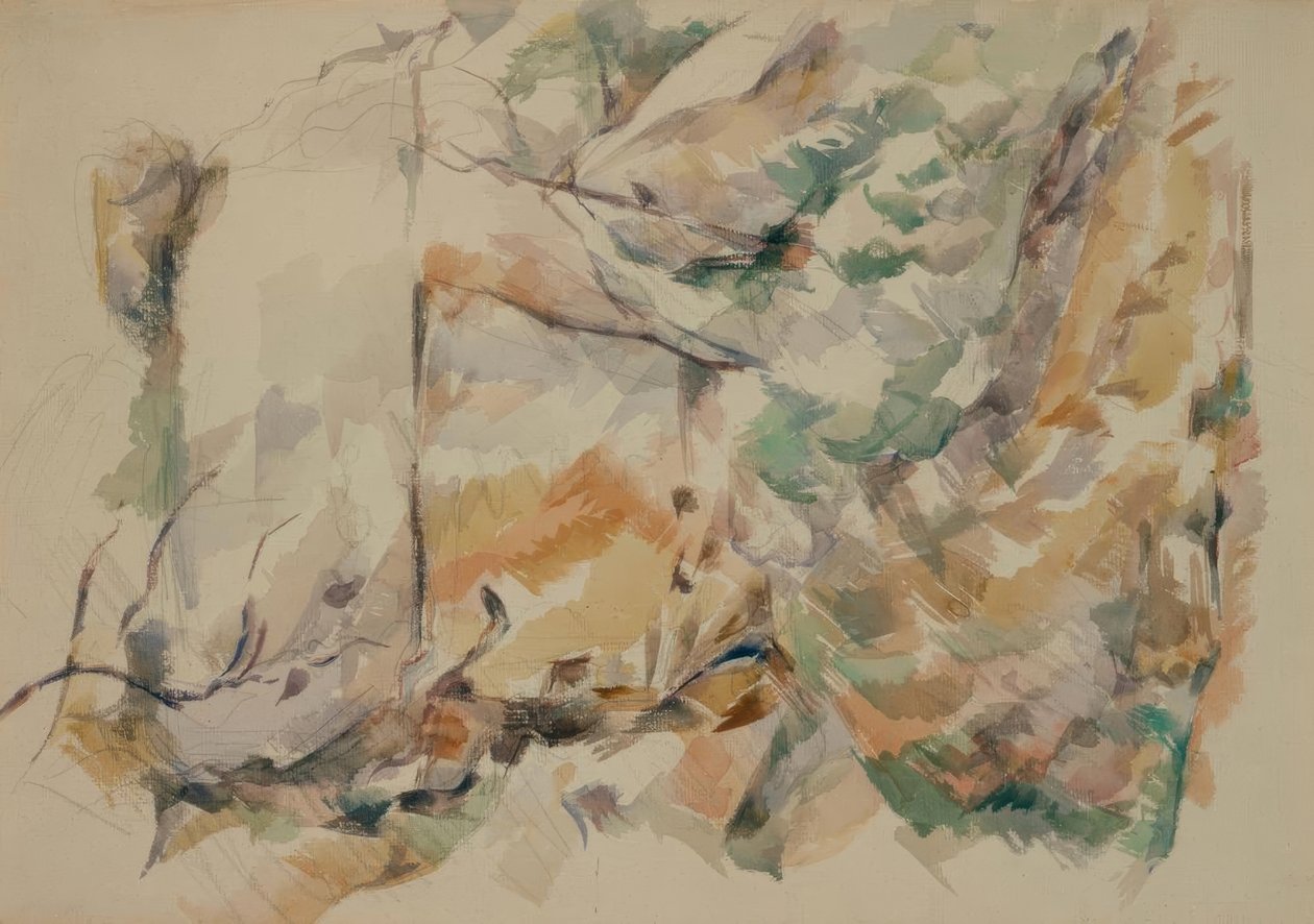 Klipper nær hulerne over Château-Noir af Paul Cézanne