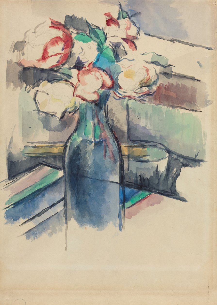 Roser i en flaske [recto] af Paul Cézanne