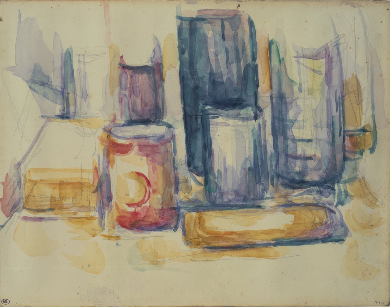 Køkkenbord: krukker og flasker af Paul Cézanne