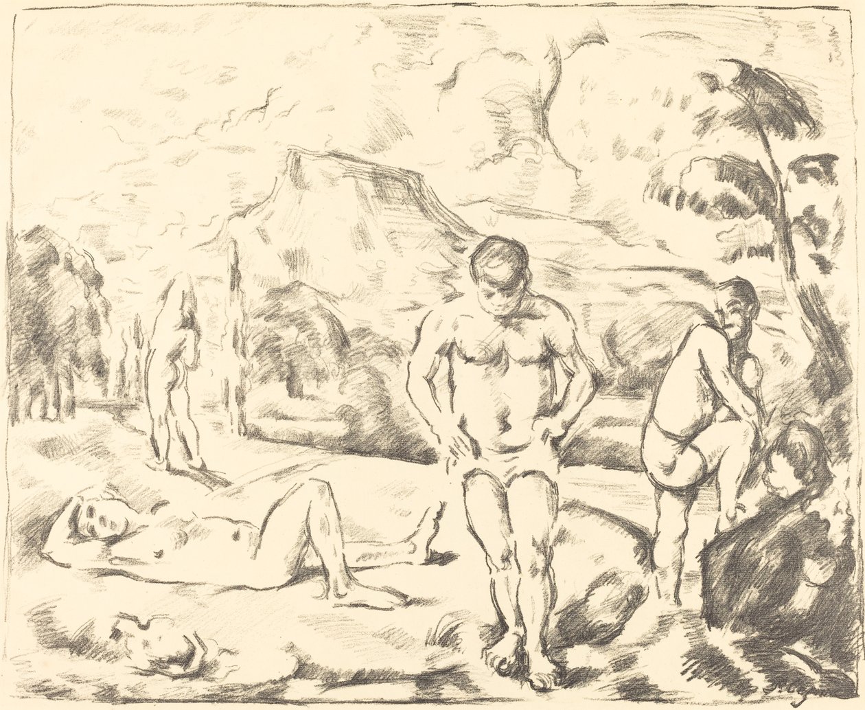 De badende (stor plade) af Paul Cézanne