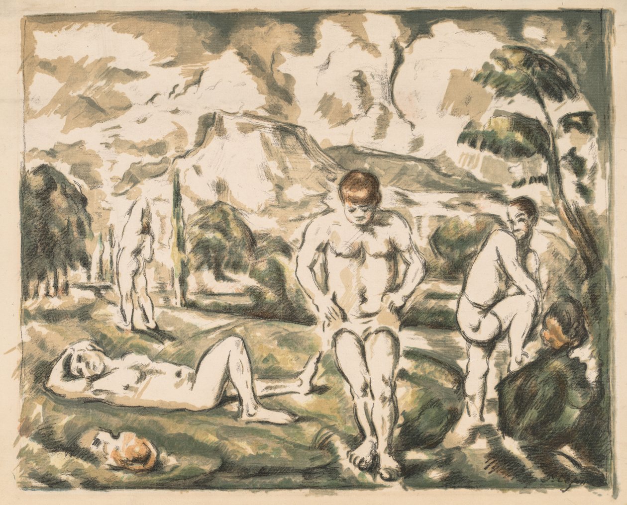 De badende (stor plade) af Paul Cézanne
