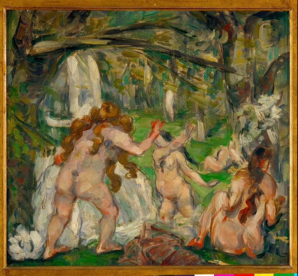Tre badende af Paul Cézanne