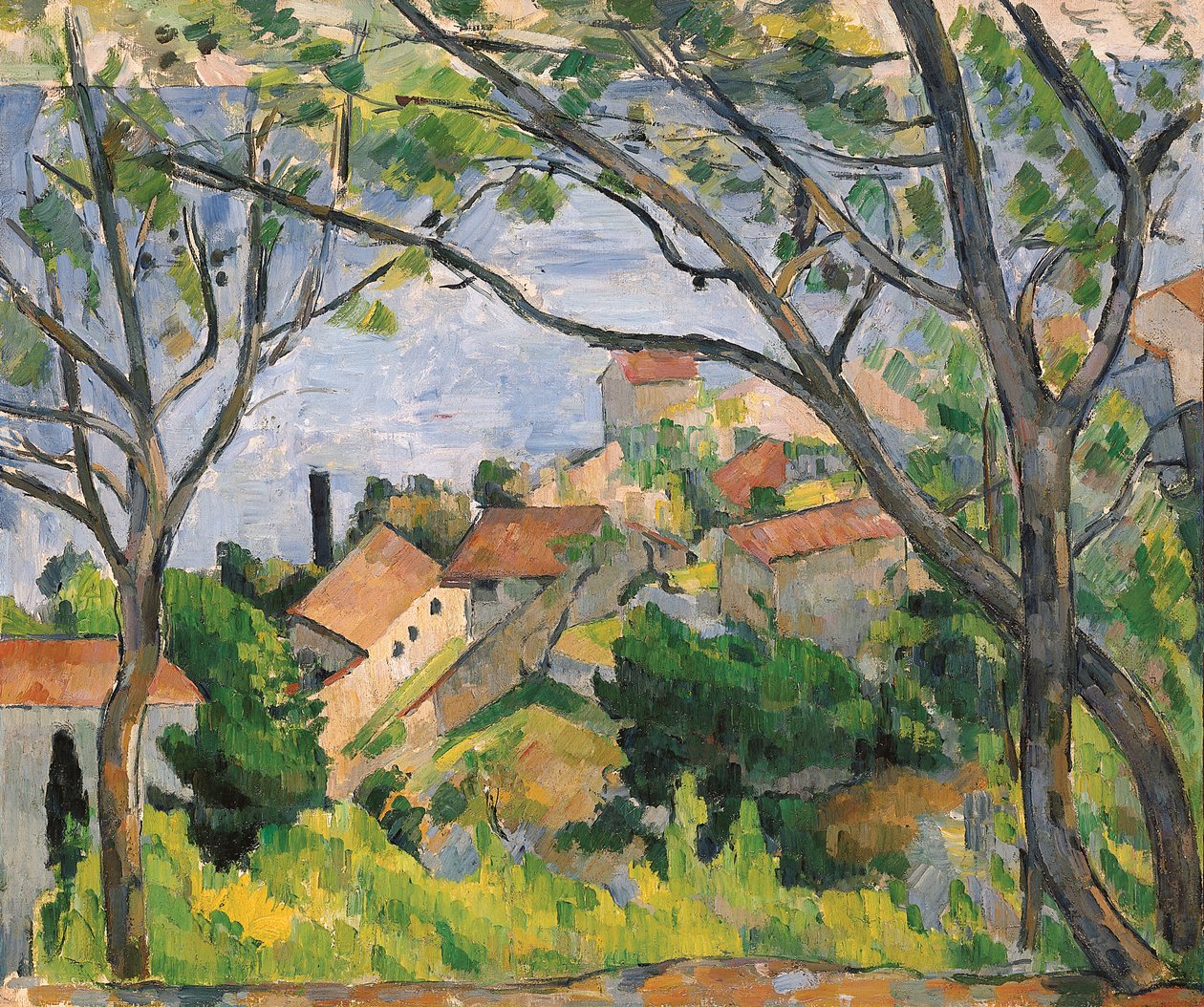 Udsigt over L"Estaque Through the Trees, 1879 af Paul Cézanne