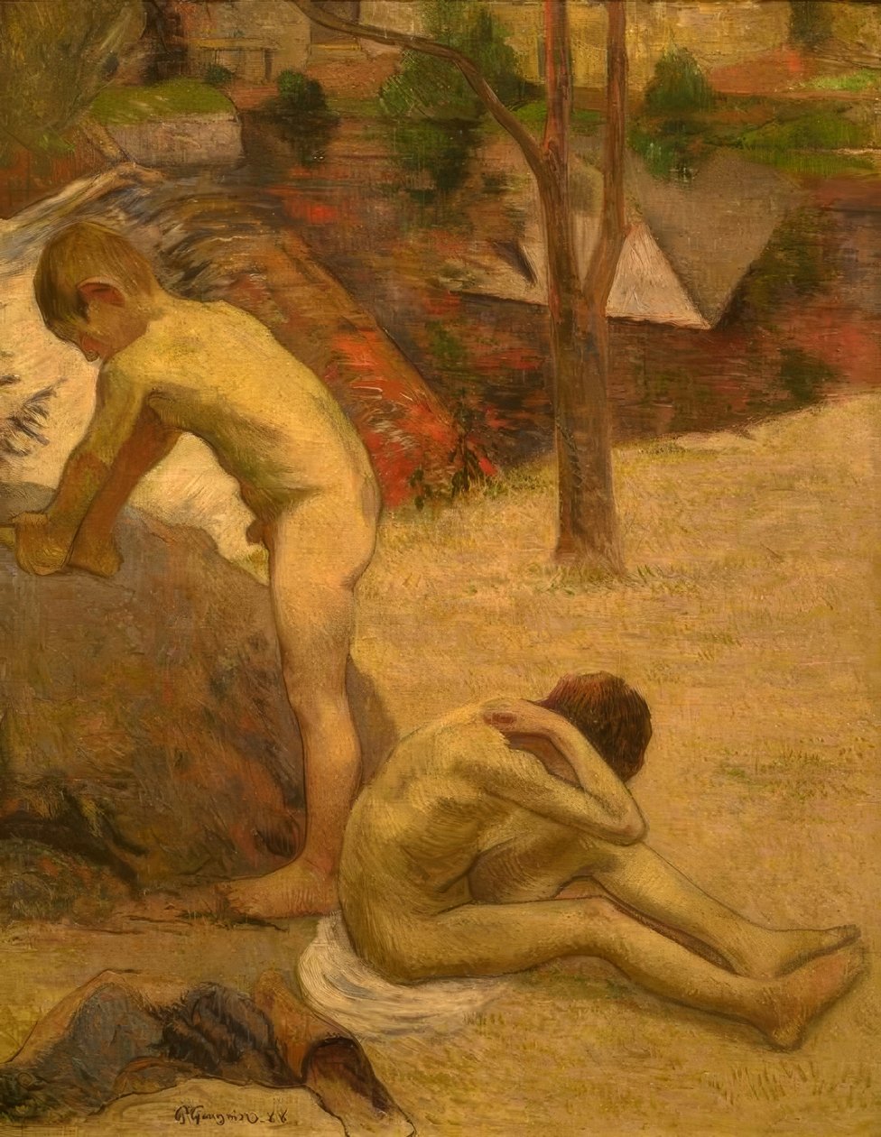 Bretonske drenge bader af Paul Gauguin