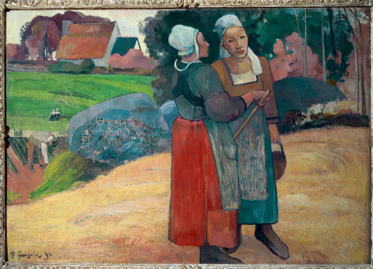 Bretonske bønder (olie på lærred af Paul Gauguin