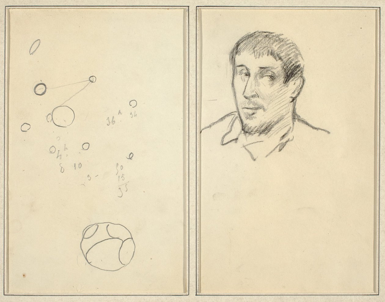 Cirkler og tal; Selvportræt [recto] af Paul Gauguin