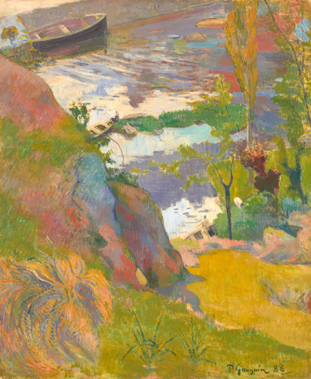 Fisker og badegæster ved Aven af Paul Gauguin