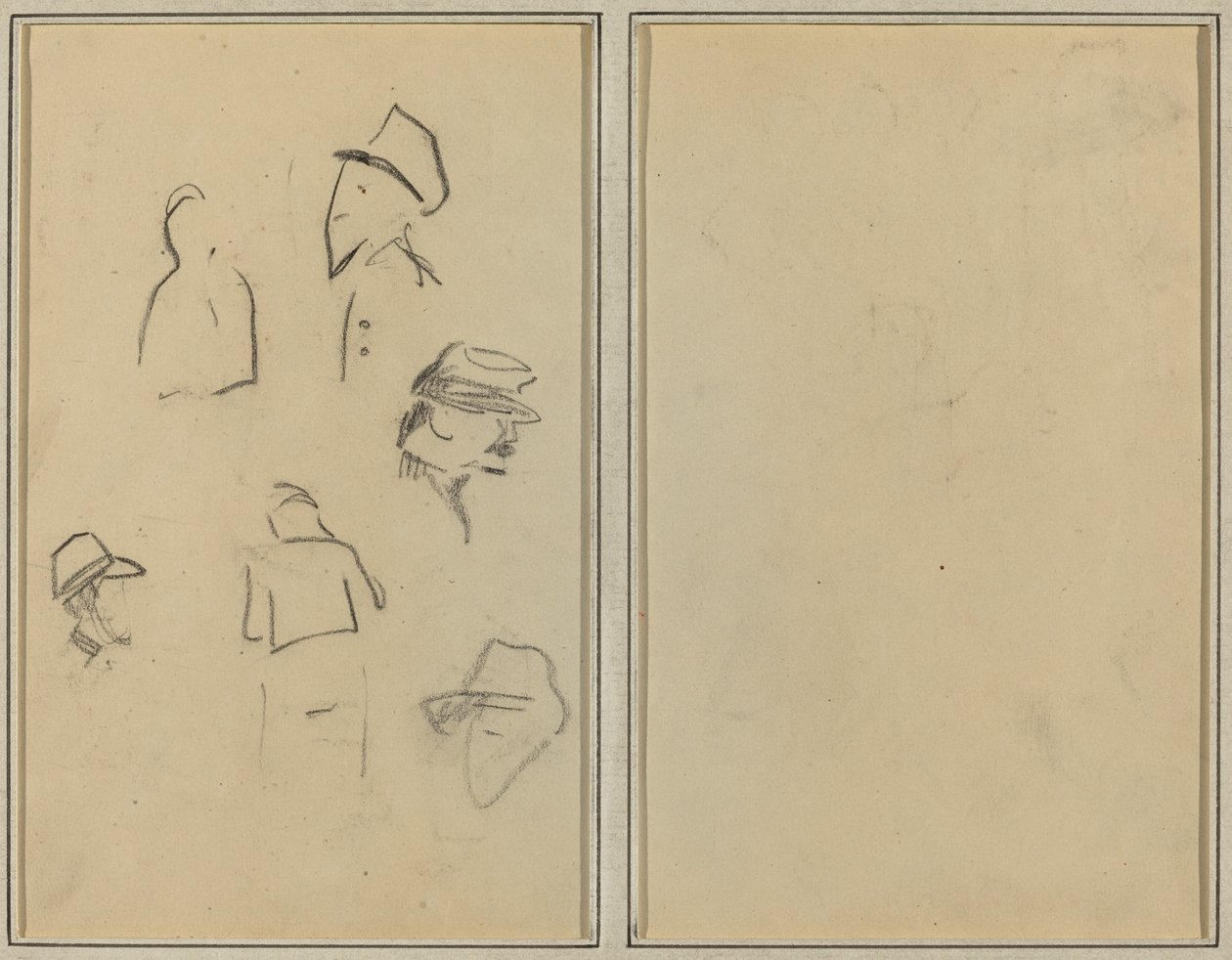Fire hoveder og to figurer [verso] af Paul Gauguin