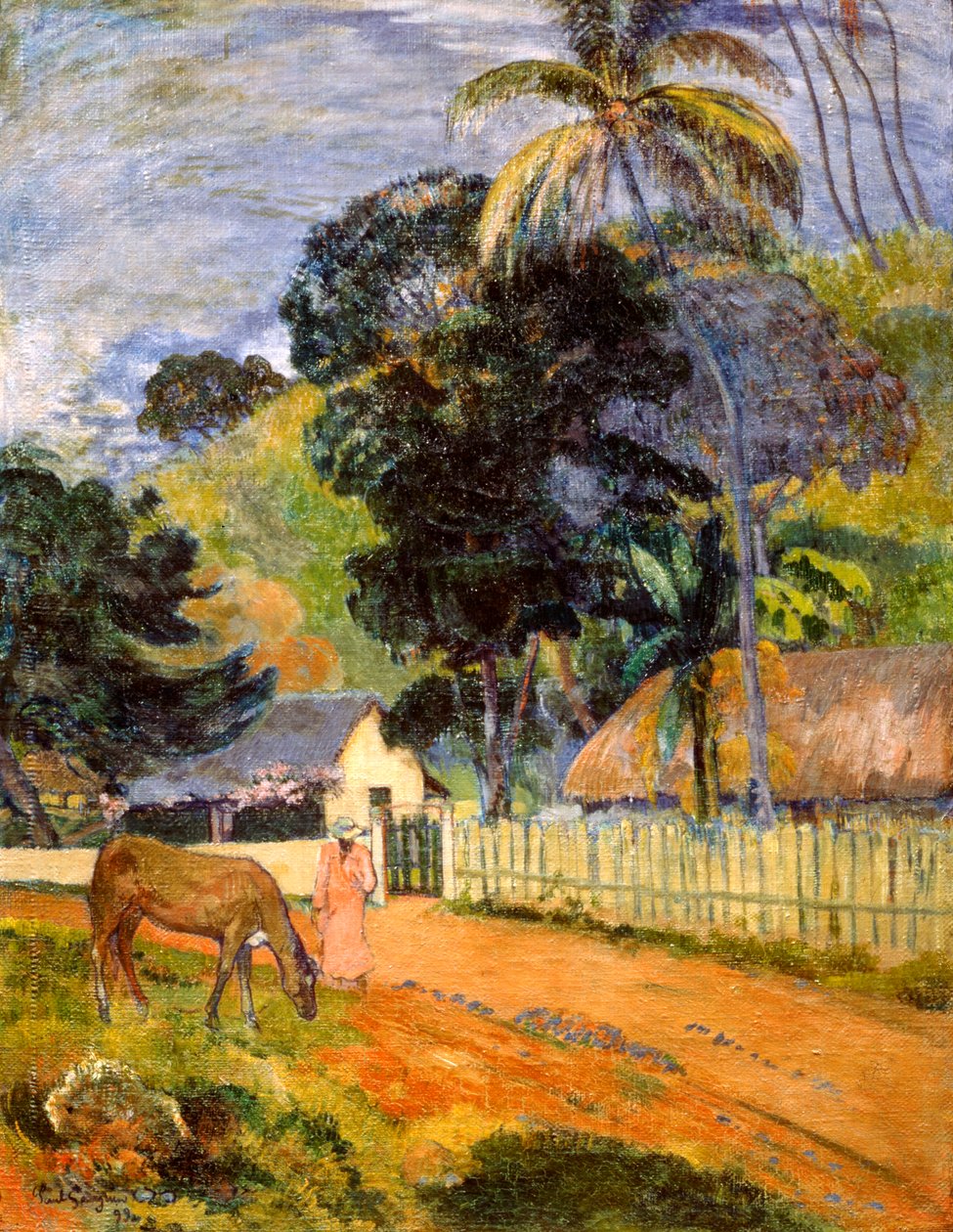 Horse on Road, Tahitian Landscape, 1899 af Paul Gauguin