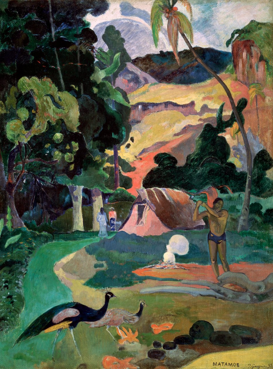 Matamoe død. Landskab med påfugle, 1892 af Paul Gauguin