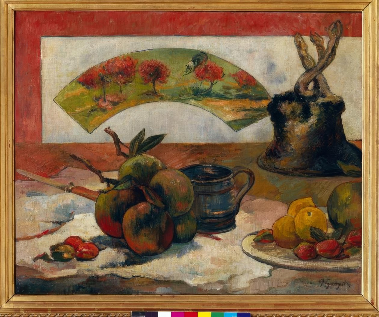 Stilleben med en fan af Paul Gauguin