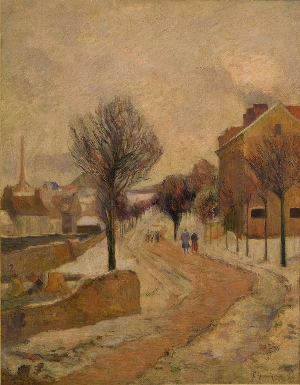Parisisk forstad i sneen af Paul Gauguin