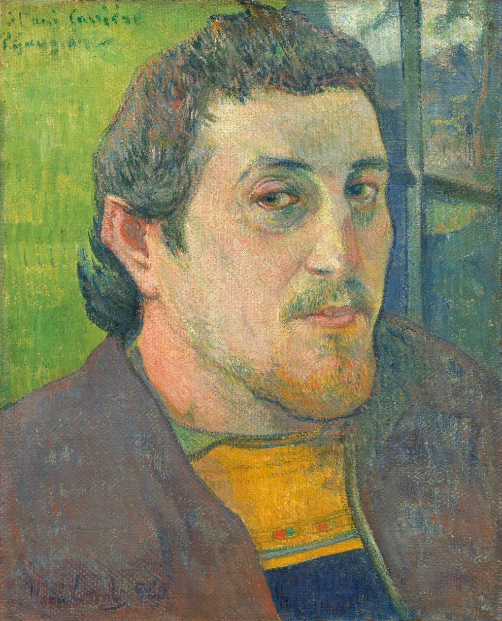 Selvportræt dedikeret til Carrière af Paul Gauguin