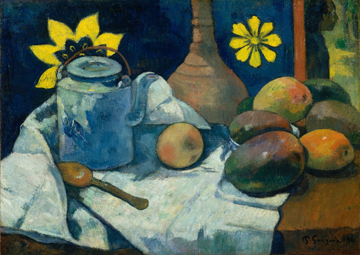 Stilleben med tekande og frugt, 1896. af Paul Gauguin