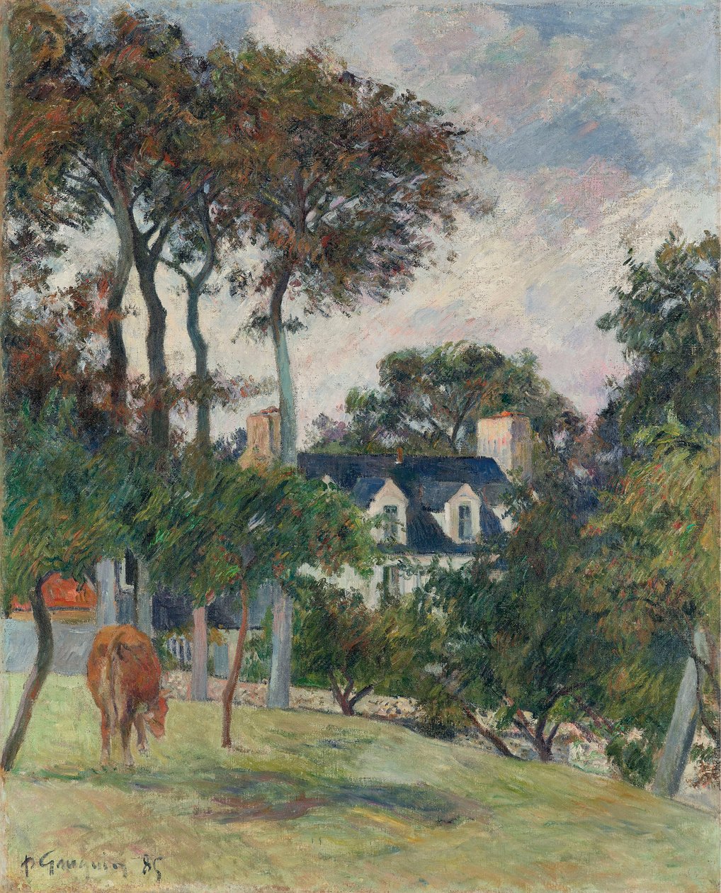 Det hvide hus, 1885. af Paul Gauguin