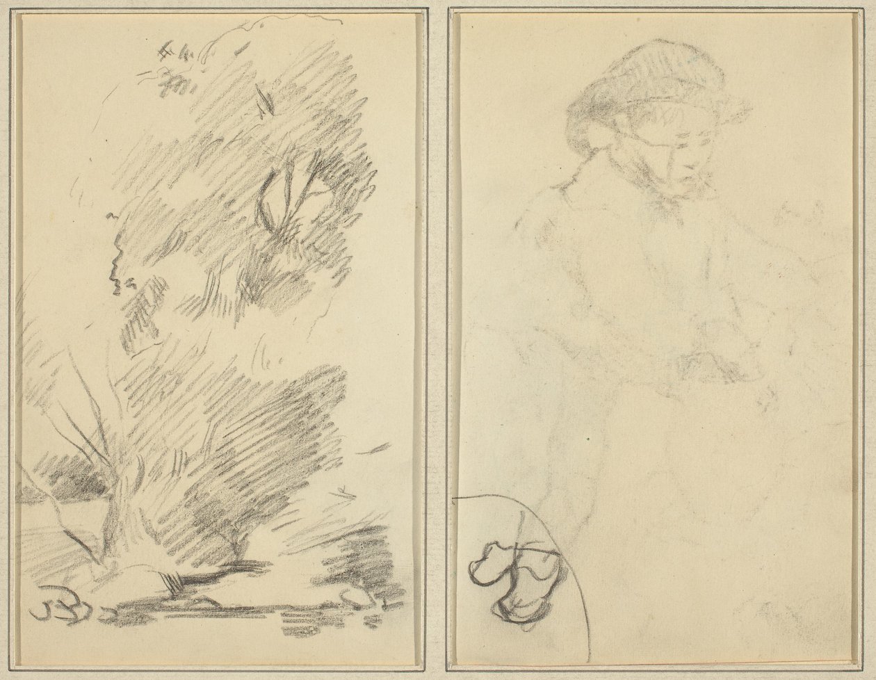Træer; Skitse af Breton Boy [verso] af Paul Gauguin