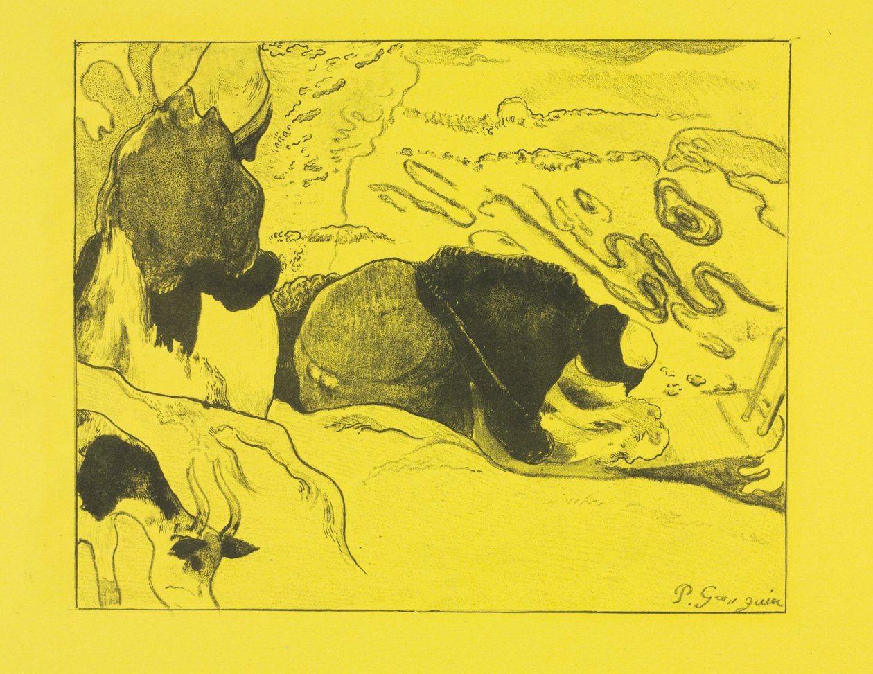 Volpini Suite: Laundresses The Washers, 1889. af Paul Gauguin