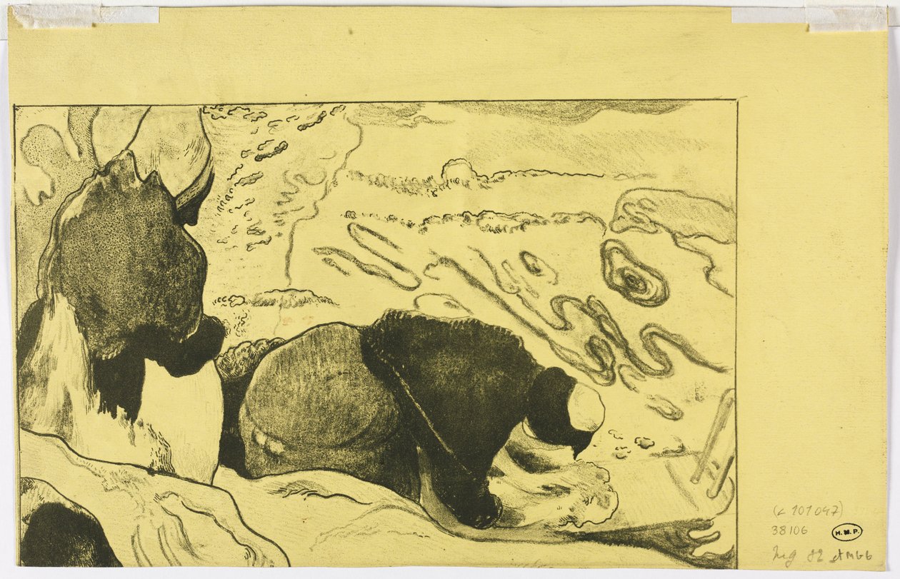 Volpini Suite: Kvinder vasker tøj (verso) af Paul Gauguin
