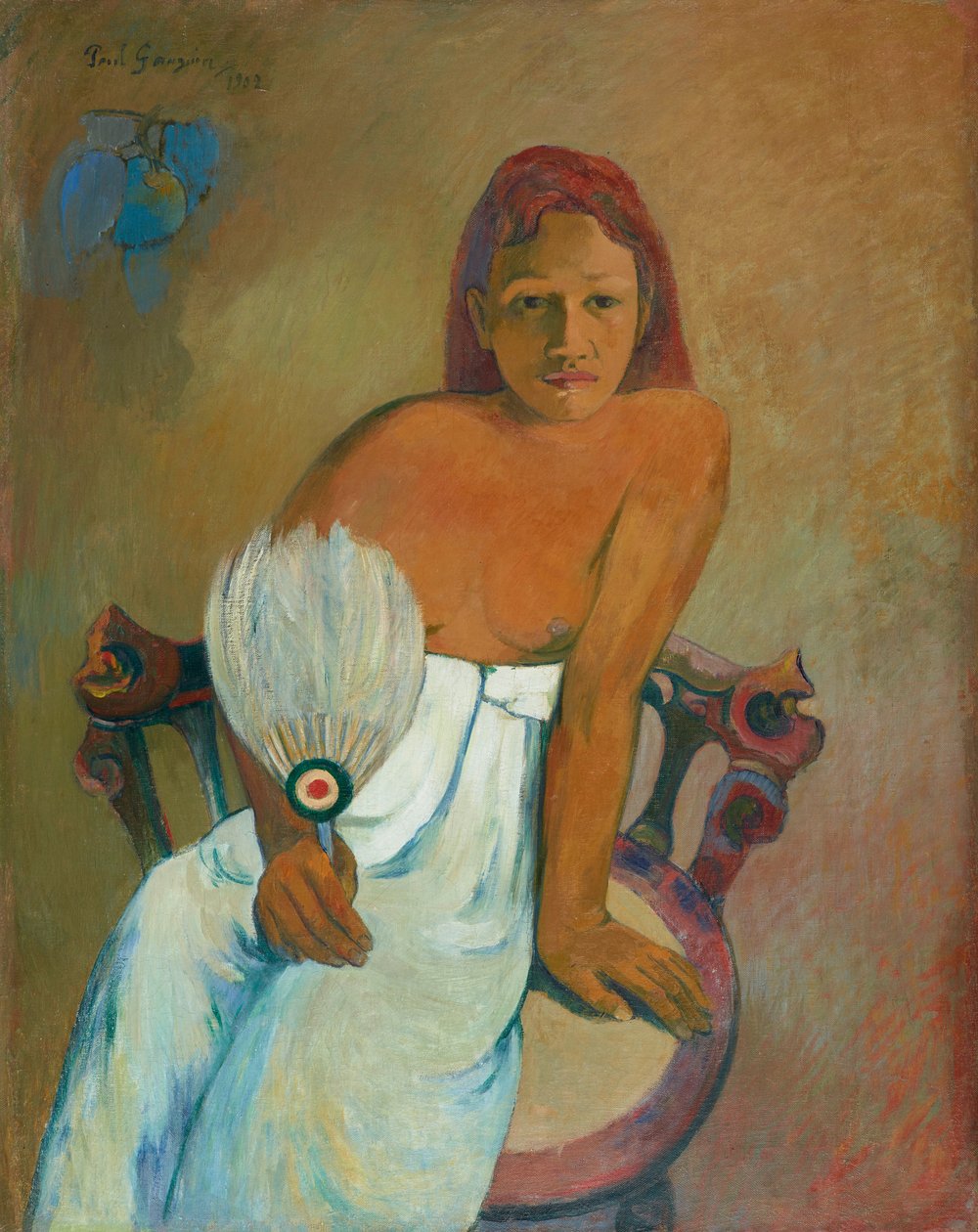Kvinde med fan. af Paul Gauguin