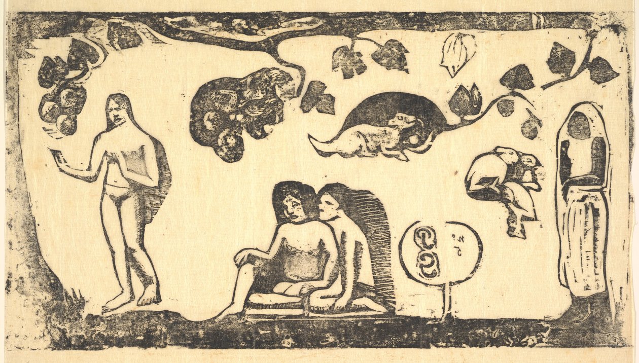 Kvinder, dyr og løv, 1898. af Paul Gauguin