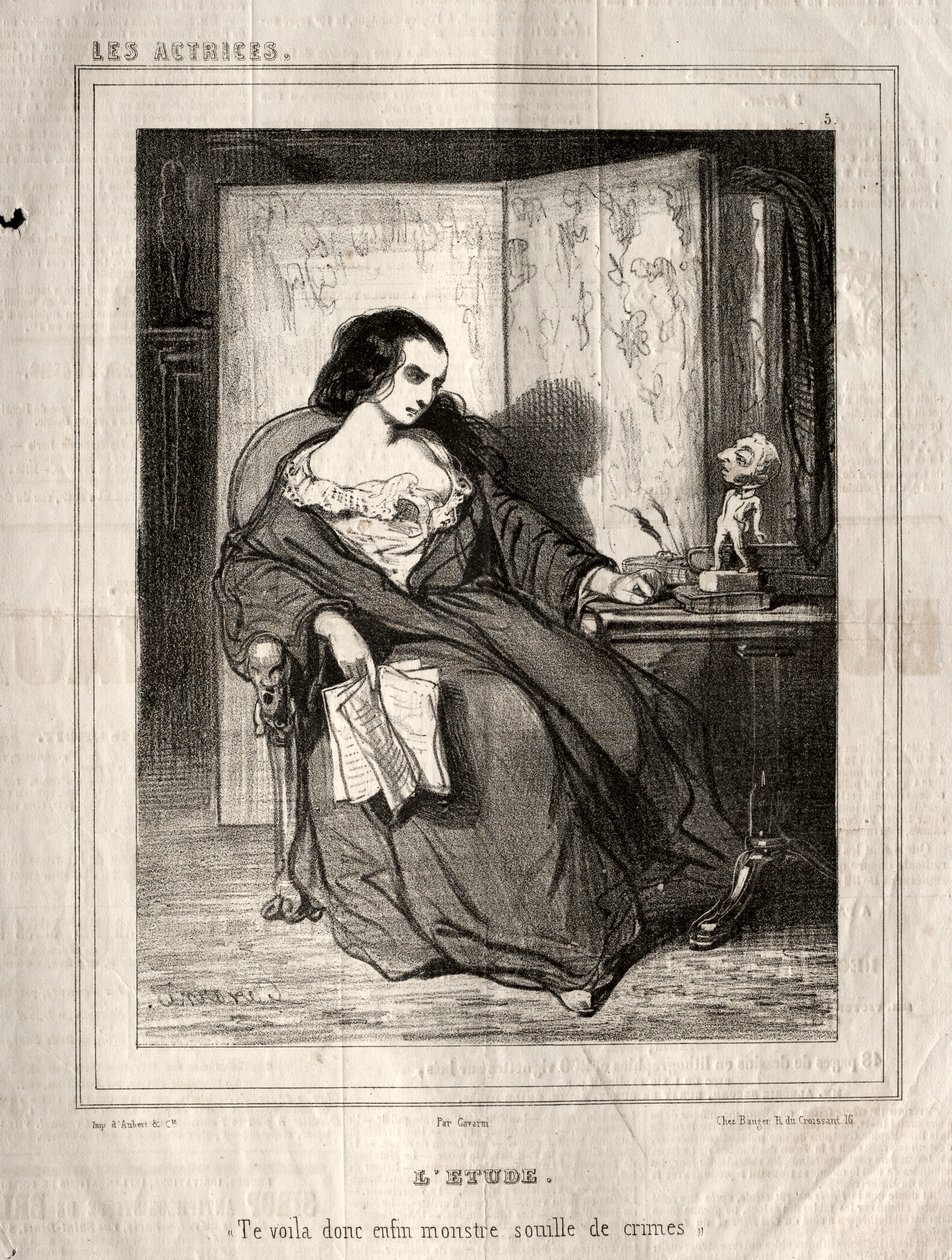 Skuespillerinderne: Studiet, 1843. af Paul Gavarni