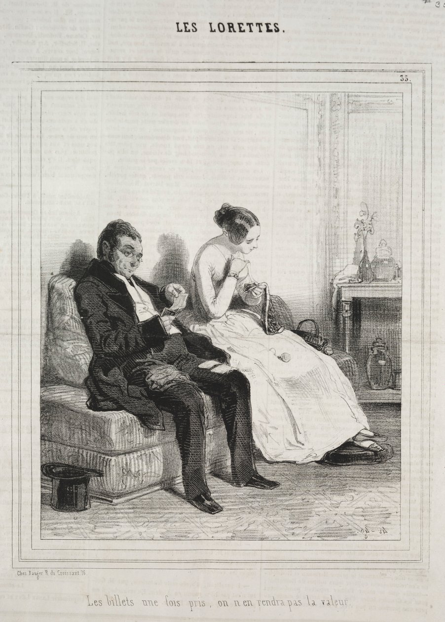 The Lorettes, 1842. af Paul Gavarni