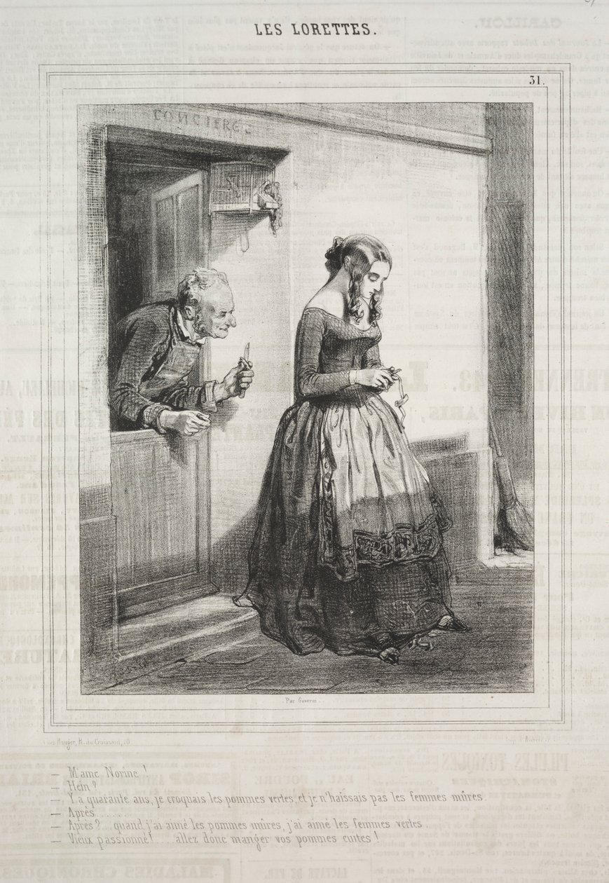 The Lorettes, 1842. af Paul Gavarni