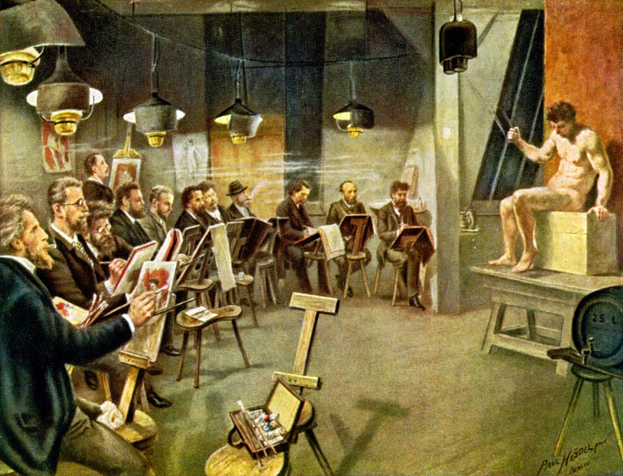 Kunststuderende, ca. 1930 (illustration) af Paul Heydel