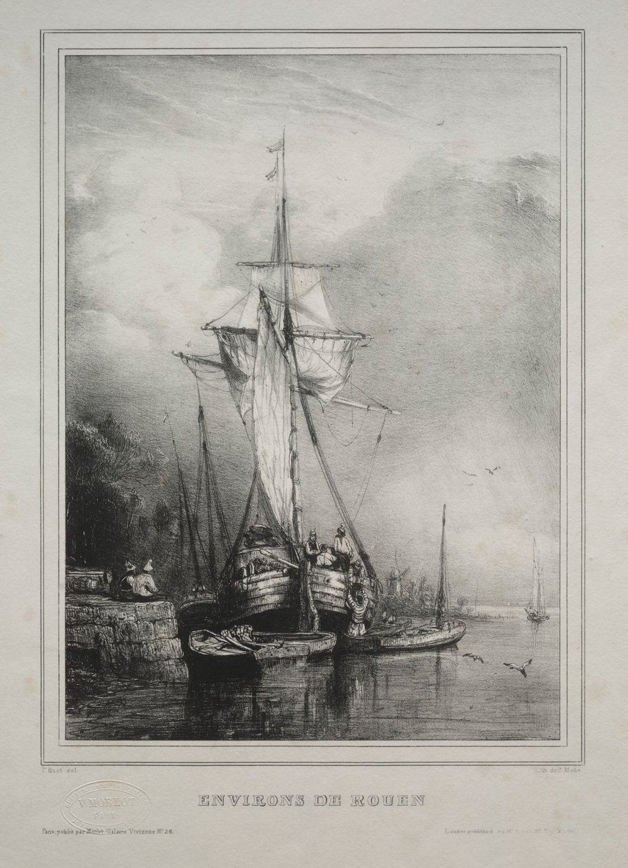 Six Marines: Environs of Rouen, Frankrig, 1832. af Paul Huet