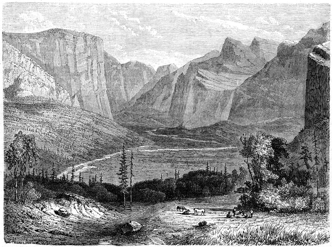 Yosemite Valley, Californien, 1800-tallet. af Paul Huet