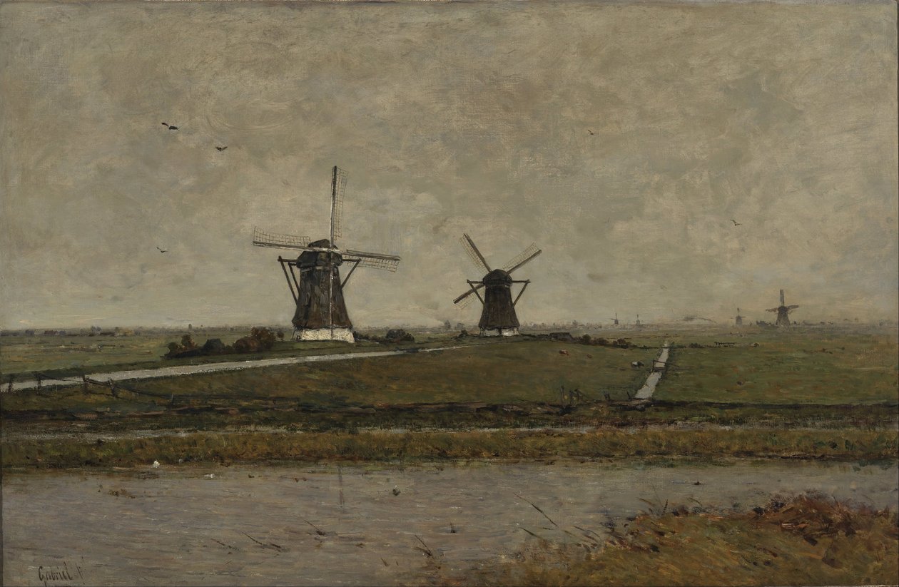 Polder med møller nær Overschie af Paul Joseph Constantin Gabriel