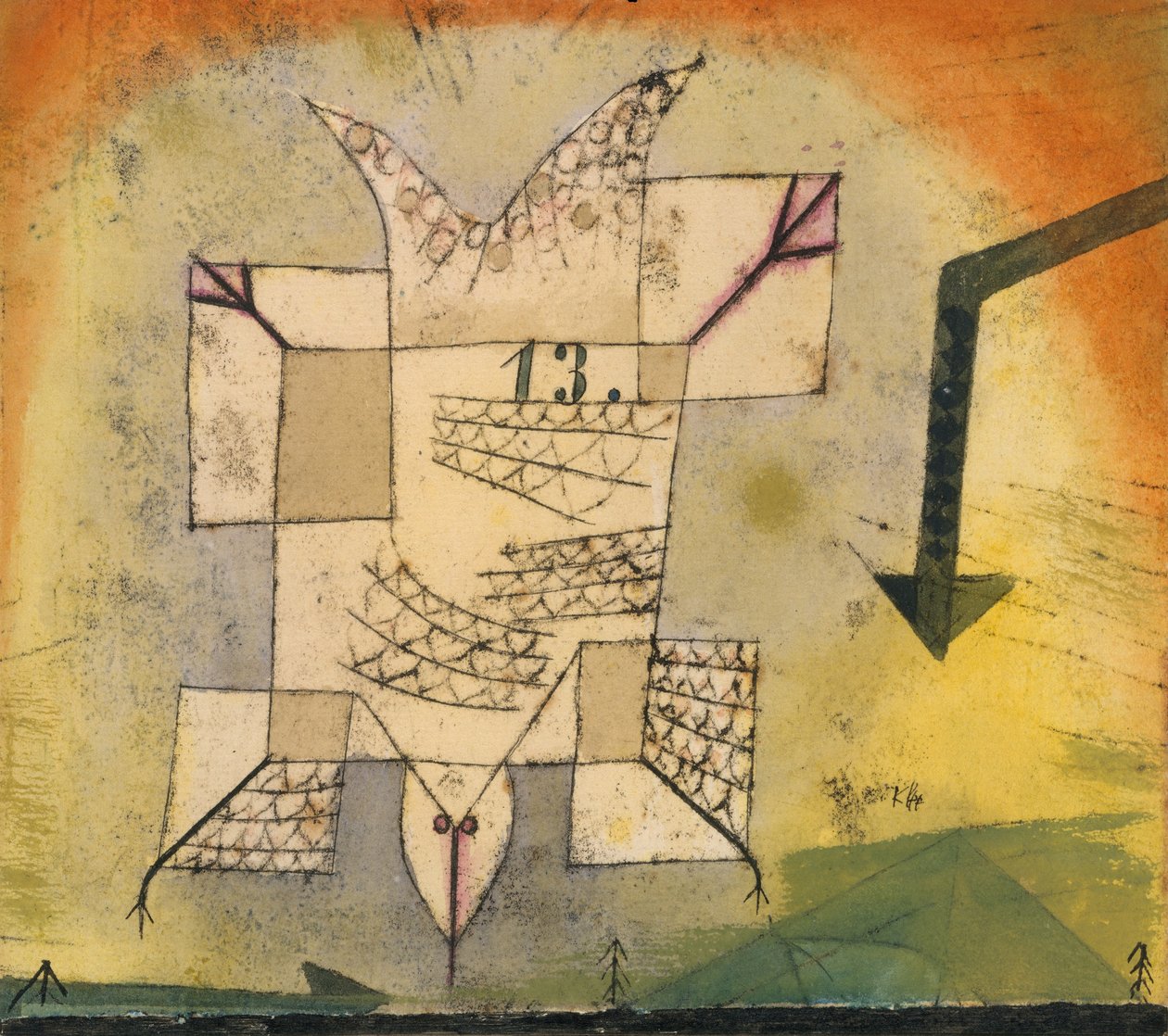 Fugl styrter af Paul Klee